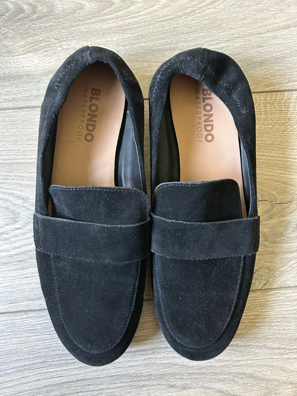 Blondo Britten Waterproof Flats / Loafers Black Suede Elastic back Size 9